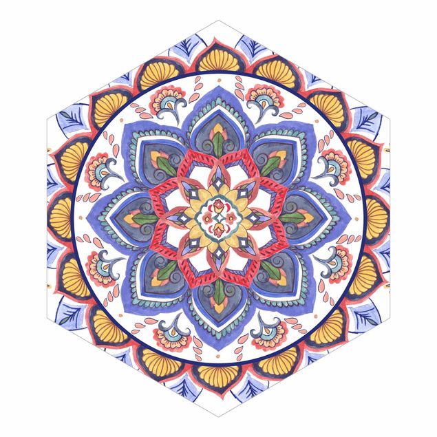 Papel de parede hexagonal Mandala Meditation Chakra