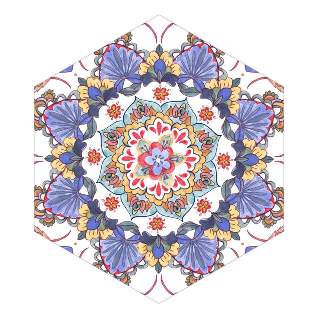 Papel de parede hexagonal Mandala Meditation Hartha