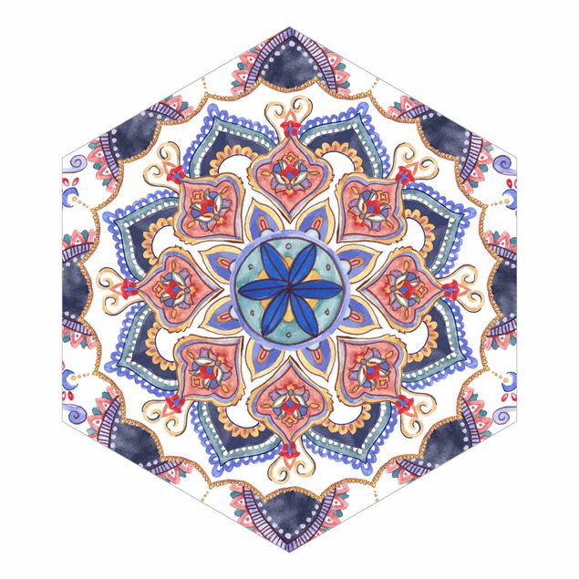 Papel de parede hexagonal Mandala Meditation Mantra
