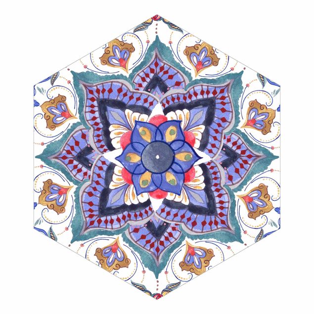 Papel de parede hexagonal Mandala Meditation Namasté