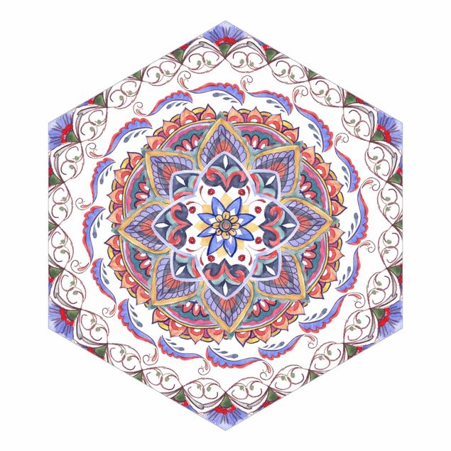 Papel de parede hexagonal Mandala Meditation Pranayama