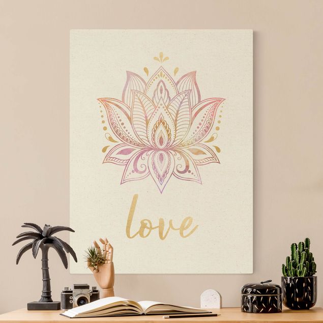 Telas decorativas frases Mandala Namaste Lotus Set Gold Light Pink