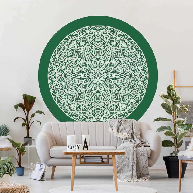 decoraçao para parede de cozinha Mandala Ornament Green Backdrop