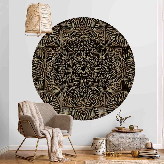 decoraçao para parede de cozinha Mandala Star Pattern Gold Black