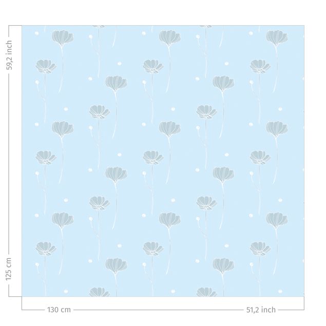 Cortinados estampados Daisies With Dots - Azure