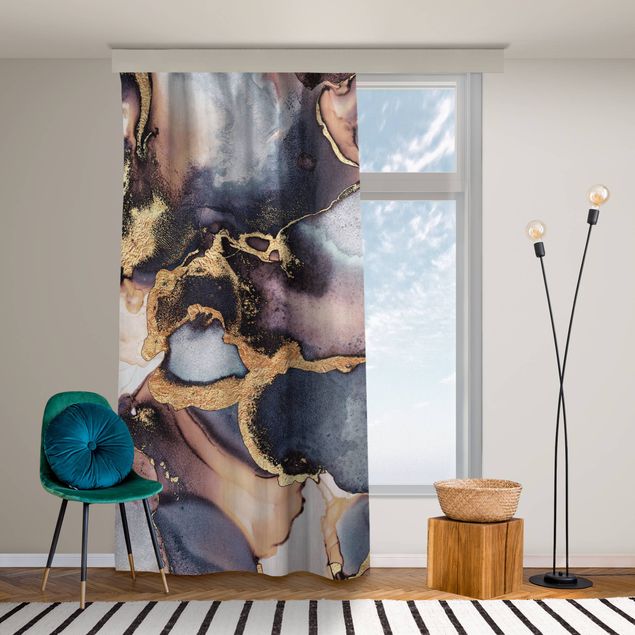 Cortinas modernas Marble Watercolour With Gold