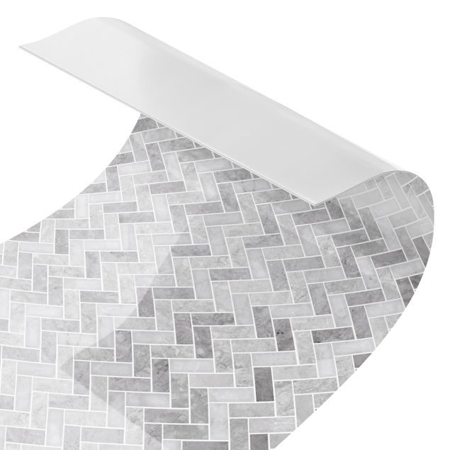 películas adesivas Marble Fish Bone Tiles - Medium Grey