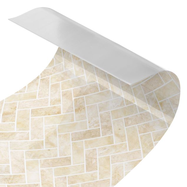 Revestimento de parede para duche Marble Fish Bone Tiles - Sand Light-Coloured  Joints