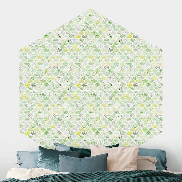 papel de parede geometria Marble Pattern Spring Green