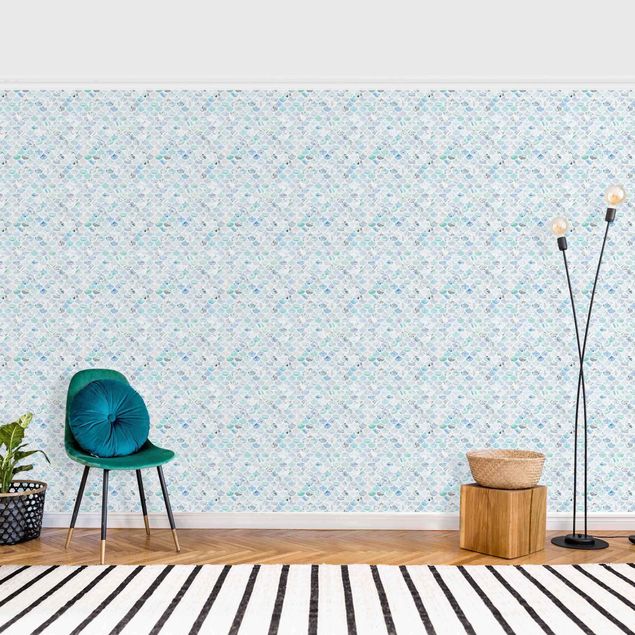 papel parede marmore Marble Pattern Sea Blue
