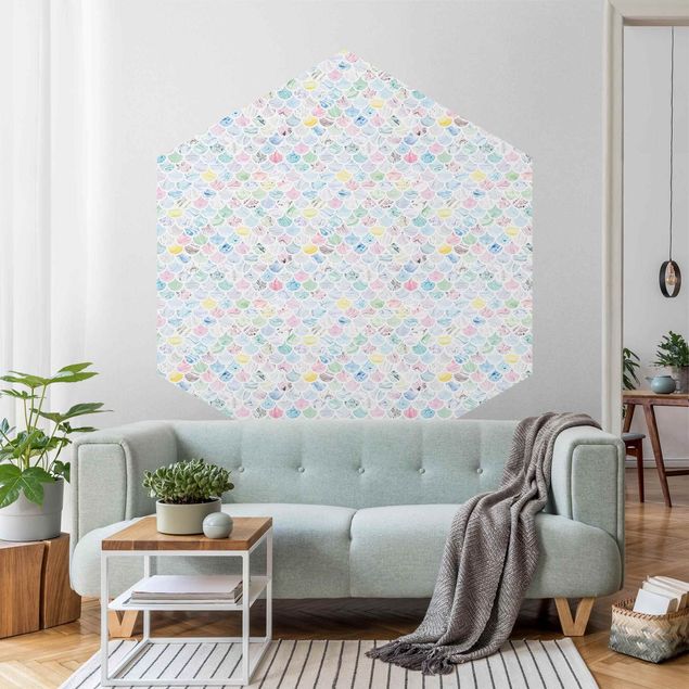 decoraçao para parede de cozinha Marble Pattern Rainbow