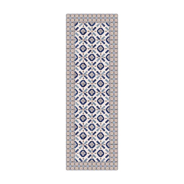 Tapete pequeno Moroccan Tiles Flower Window With Tile Frame