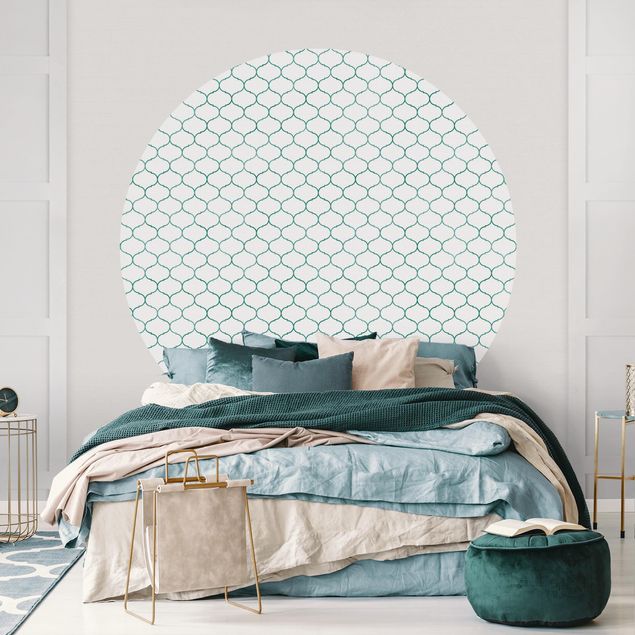 Papel de parede ornamental Moroccan Watercolour Line Pattern