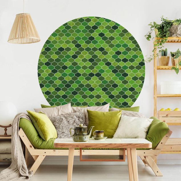 decoraçao para parede de cozinha Moroccan Watercolour Pattern Green