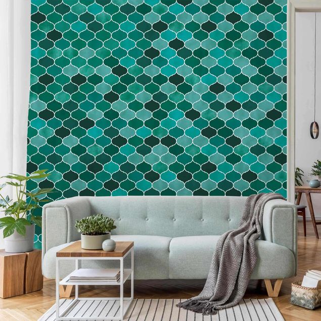 Papel parede geométrico Moroccan Watercolour Pattern