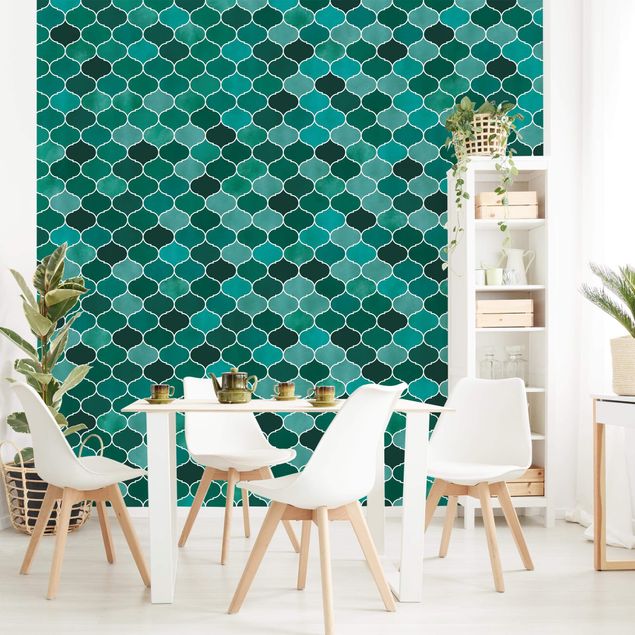 decoraçao para parede de cozinha Moroccan Watercolour Pattern