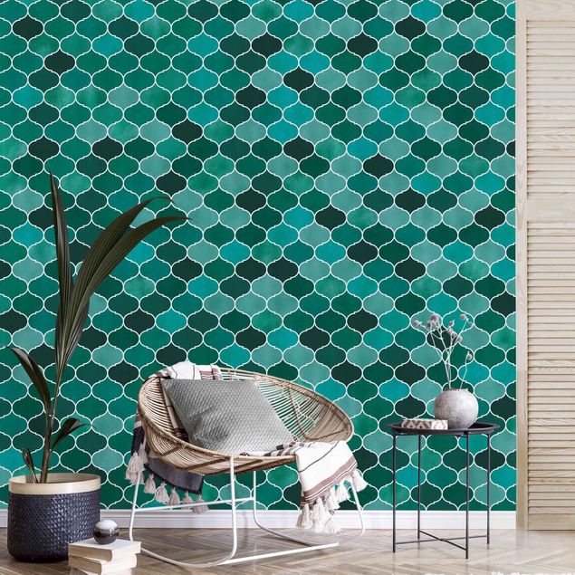 papel de parede para quarto de casal moderno Moroccan Watercolour Pattern