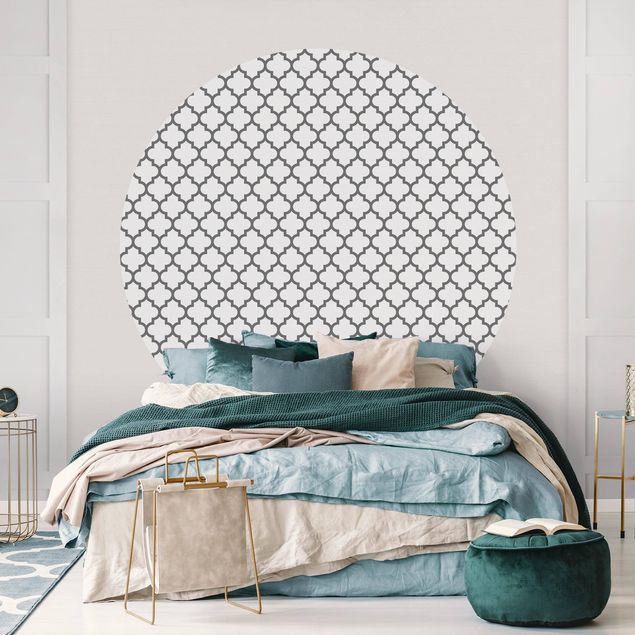 Papel de parede ornamental Moroccan Pattern With Ornaments Grey