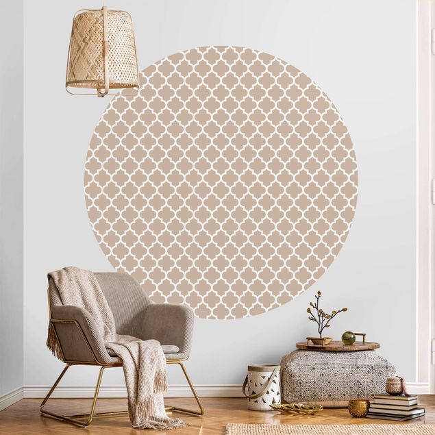 Papel de parede ornamental Moroccan Pattern With Ornaments In Front Of Beige