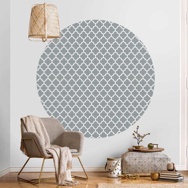 Papel de parede ornamental Moroccan Pattern With Ornaments In Front Of Grey