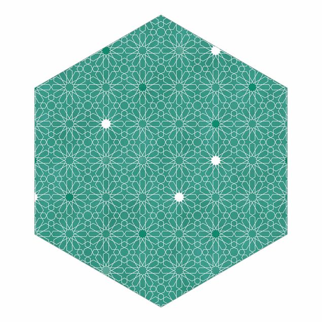 papel de parede com azul turquesa Moroccan Stars Pattern