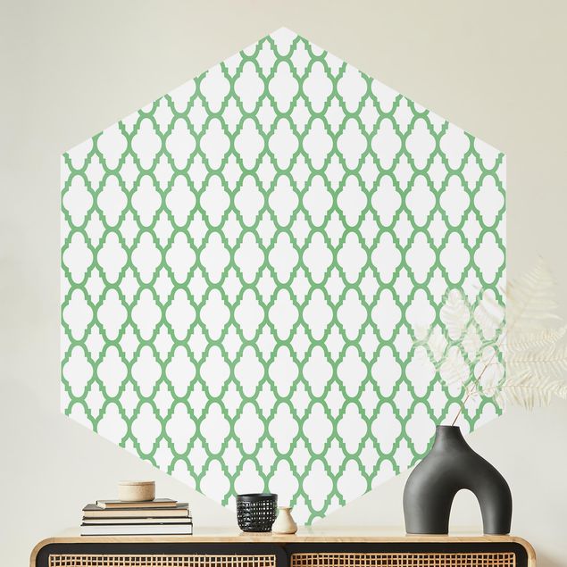 Papel de parede geométrico Moroccan Honeycomb Line Pattern