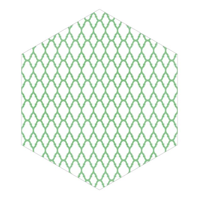 Papel de parede verde Moroccan Honeycomb Line Pattern