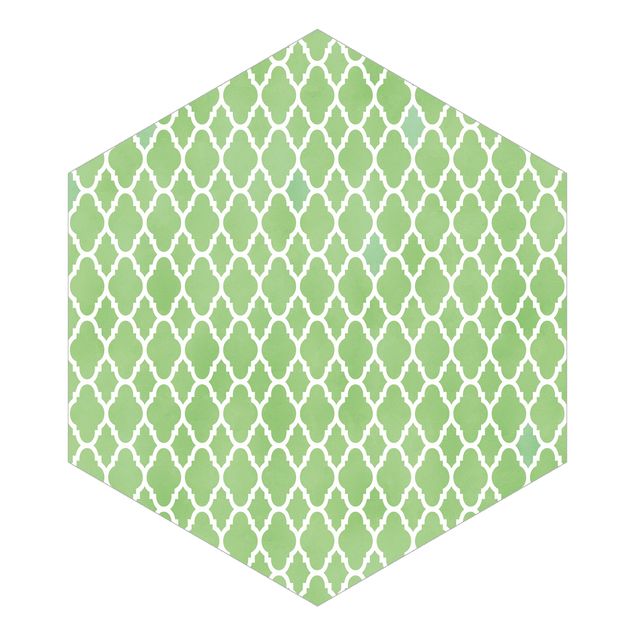Papel de parede verde Moroccan Honeycomb Pattern