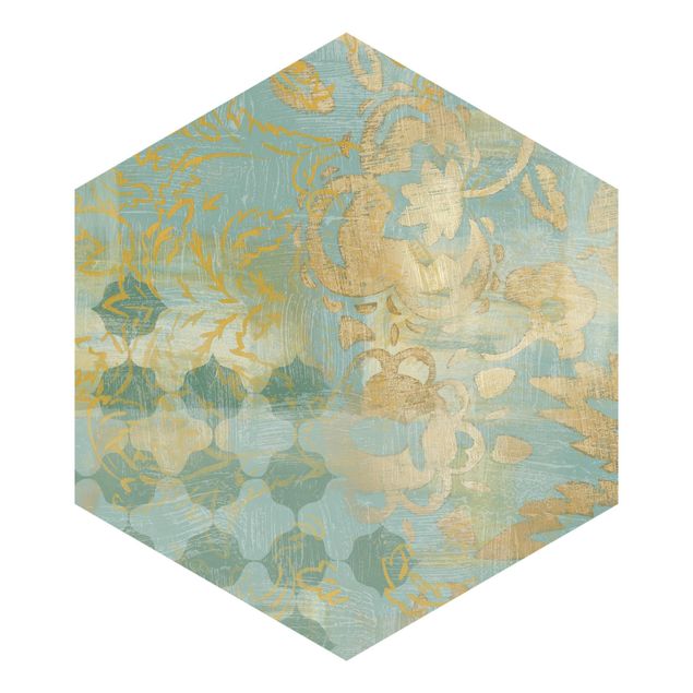 murais de parede Moroccan Collage In Gold And Turquoise II