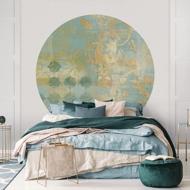 decoraçao para parede de cozinha Moroccan Collage In Gold And Turquoise II