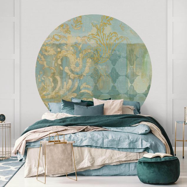 Papel de parede ornamental Moroccan Collage In Gold And Turquoise
