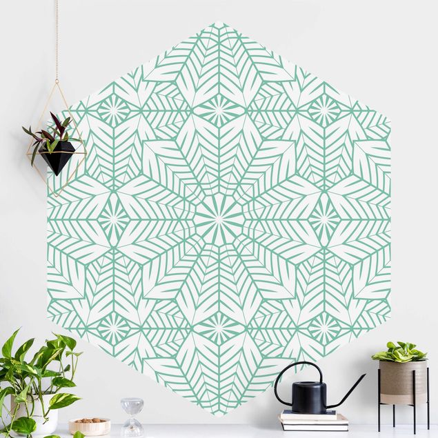 Papel de parede geométrico Moroccan XXL Tile Pattern In Turquoise