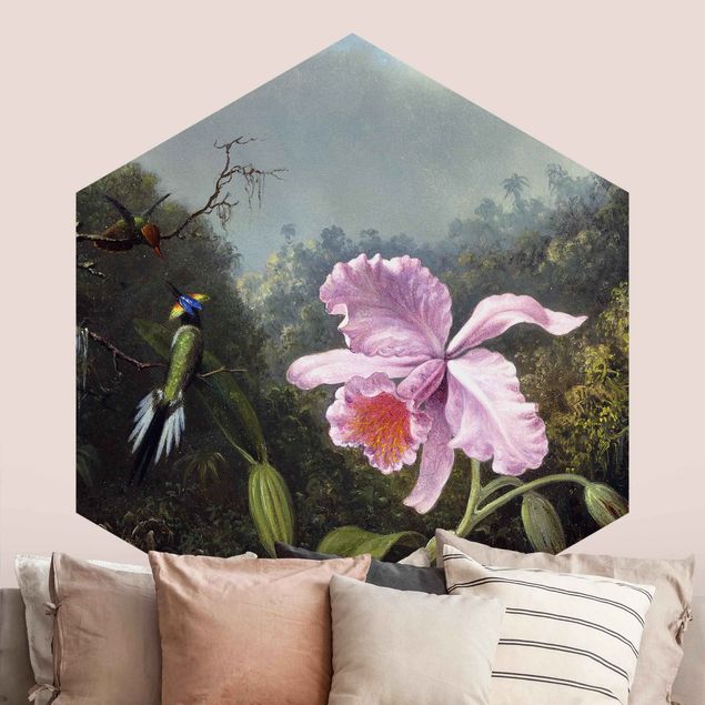 decoraçoes cozinha Martin Johnson Heade - Still Life With An Orchid And A Pair Of Hummingbirds