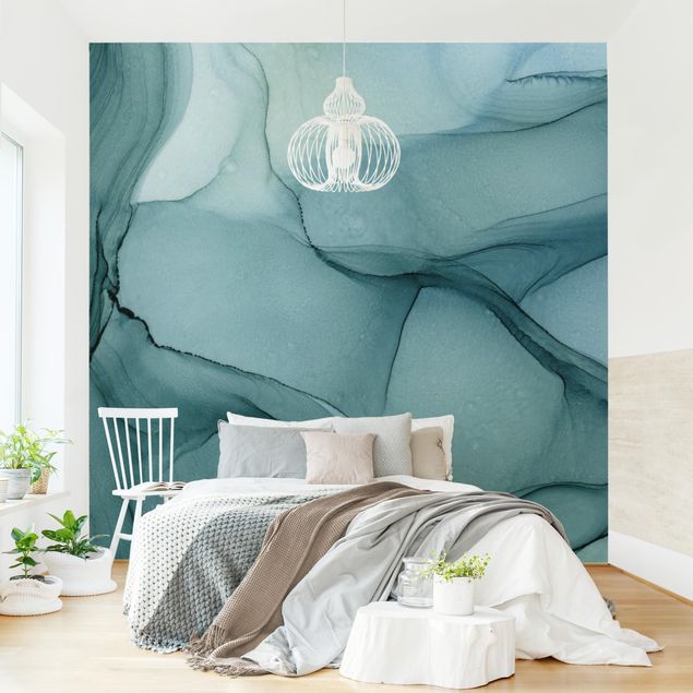 papel de parede para quarto de casal moderno Mottled Blue Spruce