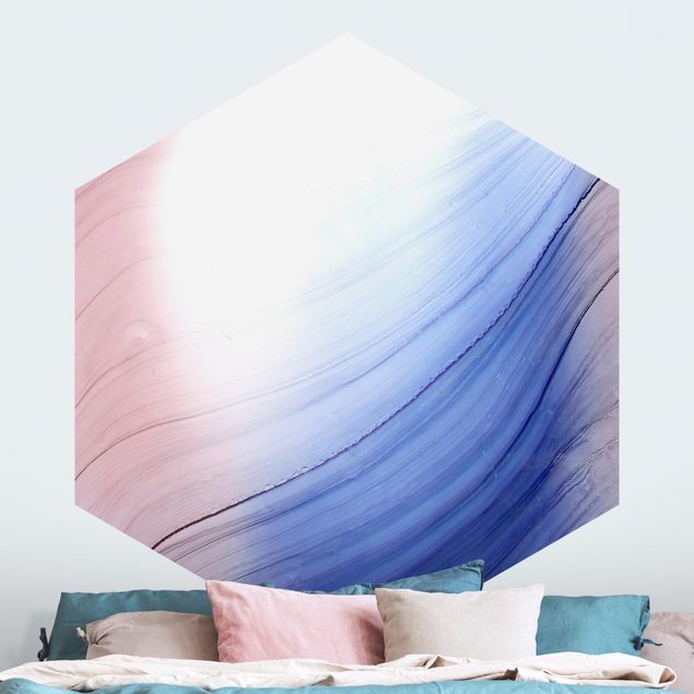papel de parede para quarto de casal moderno Mottled Colours Blue With Light Pink