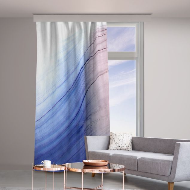 Cortinas degradê Mottled Colours Blue With Light Pink