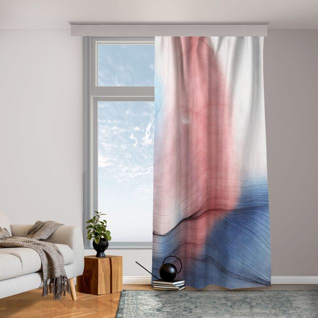Cortinas degradê Mottled Colour Dance In Blue With Red