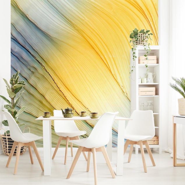 mural para parede Mottled Colours In Honey Yellow