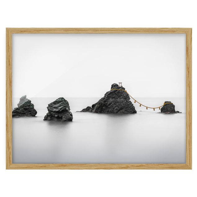 Quadros com moldura em preto e branco Meoto Iwa -  The Married Couple Rocks