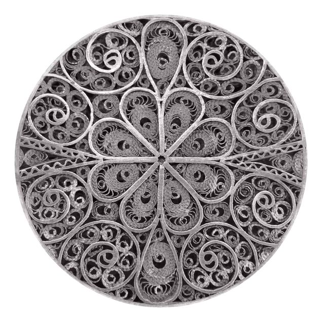 papel de parede moderno para sala Metal Ornamentation Mandala In Silver