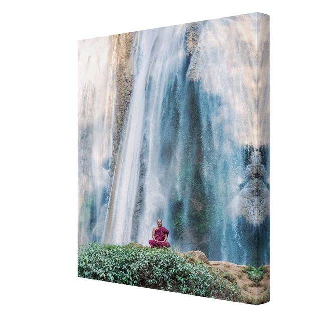 Quadros em turquesa Monk At Waterfall