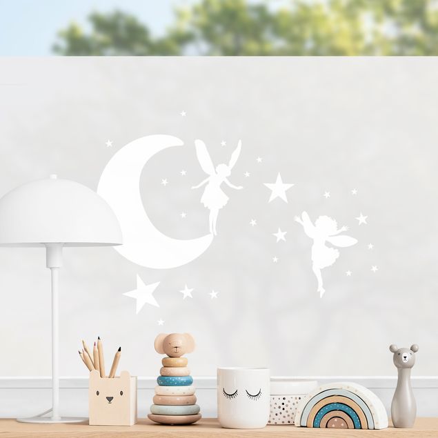 decoração quarto bebé Moon With Fairies And Stars II
