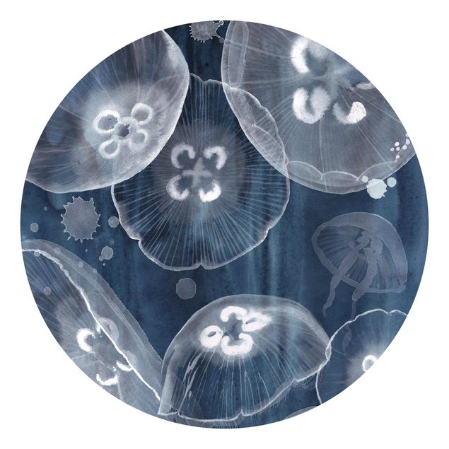 papel de parede com azul Moon Jellyfish II