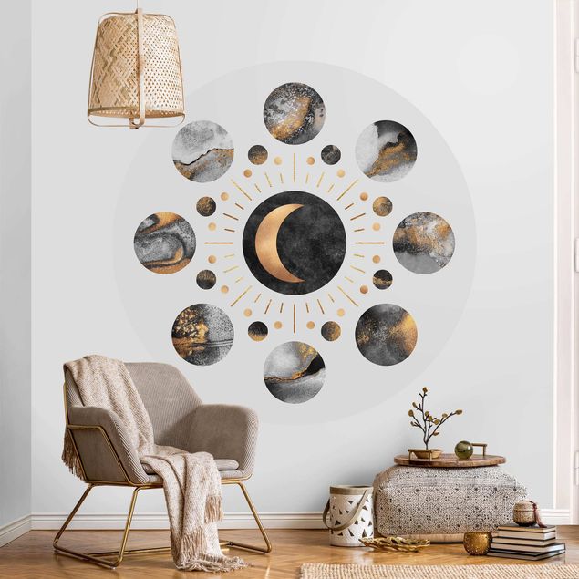 decoraçoes cozinha Moon Phases Abstract Gold