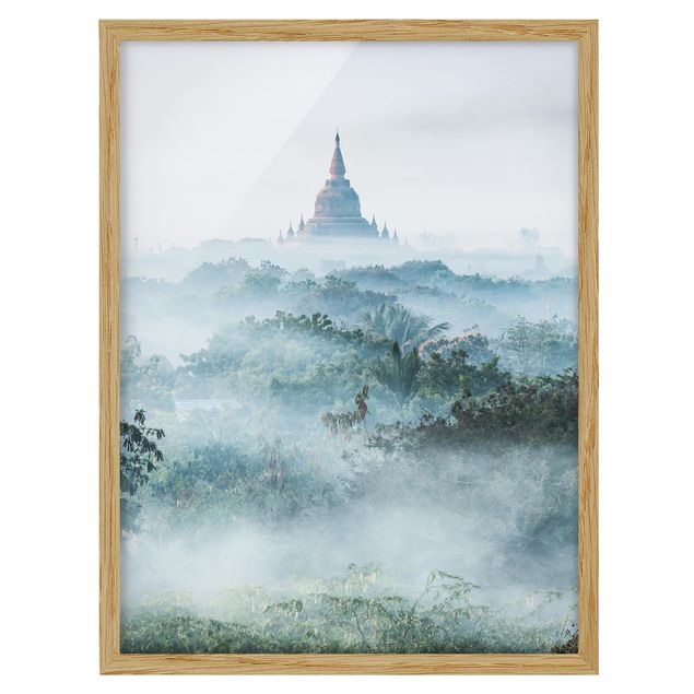 Quadros paisagens Morning Fog Over The Jungle Of Bagan