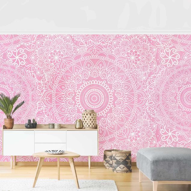 Papel de parede padrões Pattern Mandala Light Pink
