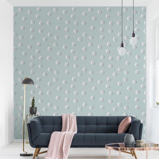 Papel de parede padrões Pattern With Dots And Circles On Bluish Grey