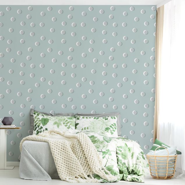 papel de parede para quarto de casal moderno Pattern With Dots And Circles On Bluish Grey