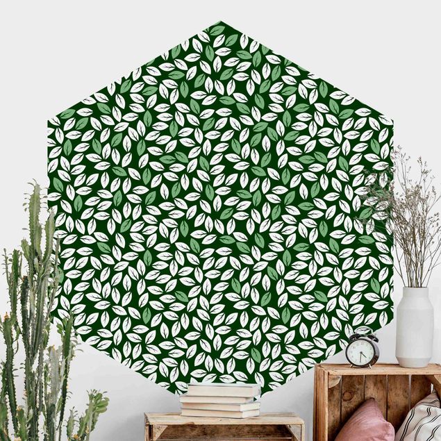 decoraçao para parede de cozinha Natural Pattern Rain Of Leaves In Green