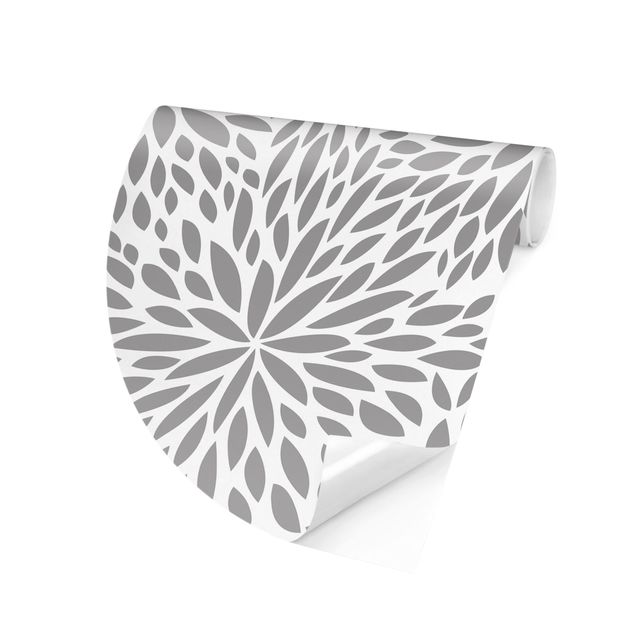 papel de parede moderno para sala Natural Pattern Flowers In Grey